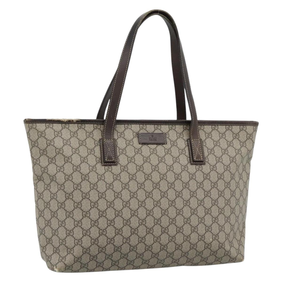 GUCCI GG Supreme Tote Bag PVC Beige 211137 Auth 186032