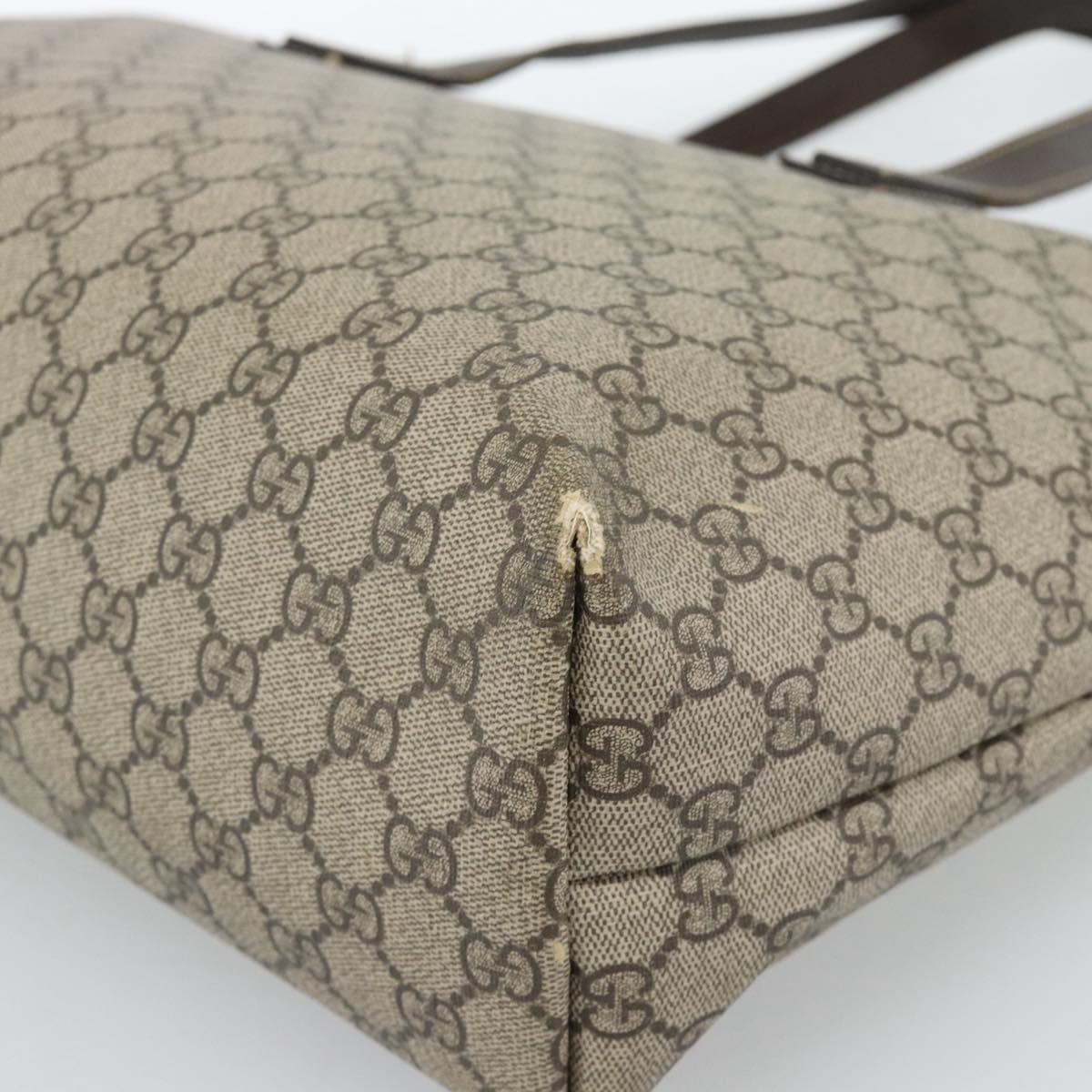 GUCCI GG Supreme Tote Bag PVC Beige 211137 Auth 186032