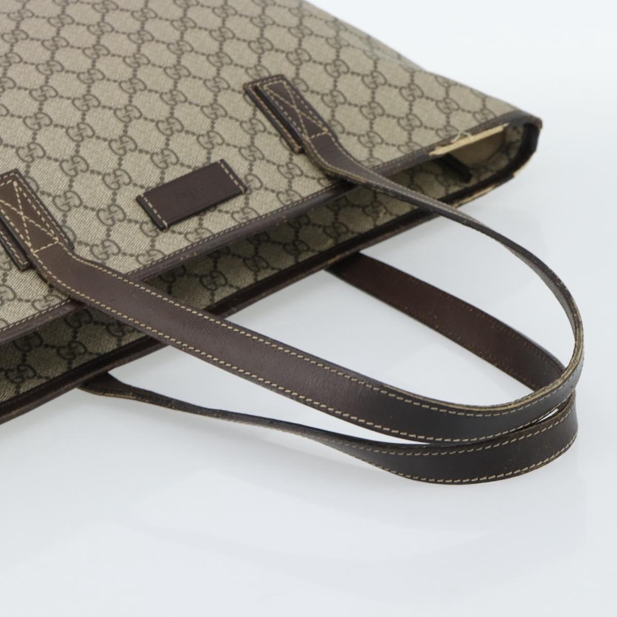 GUCCI GG Supreme Tote Bag PVC Beige 211137 Auth 186032