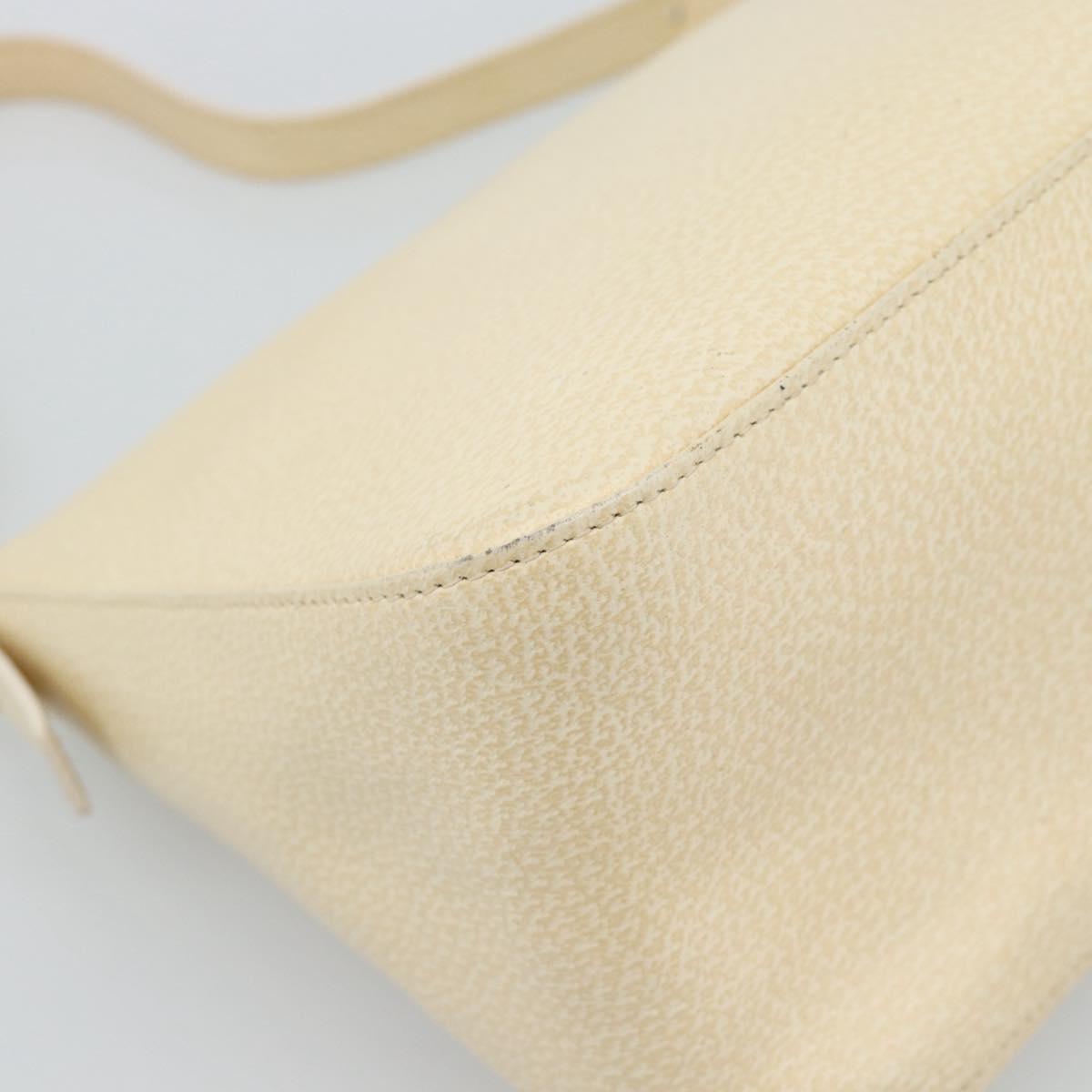 FENDI Mamma Baguette Shoulder Bag Leather Ivory Gold Auth 186036SAM