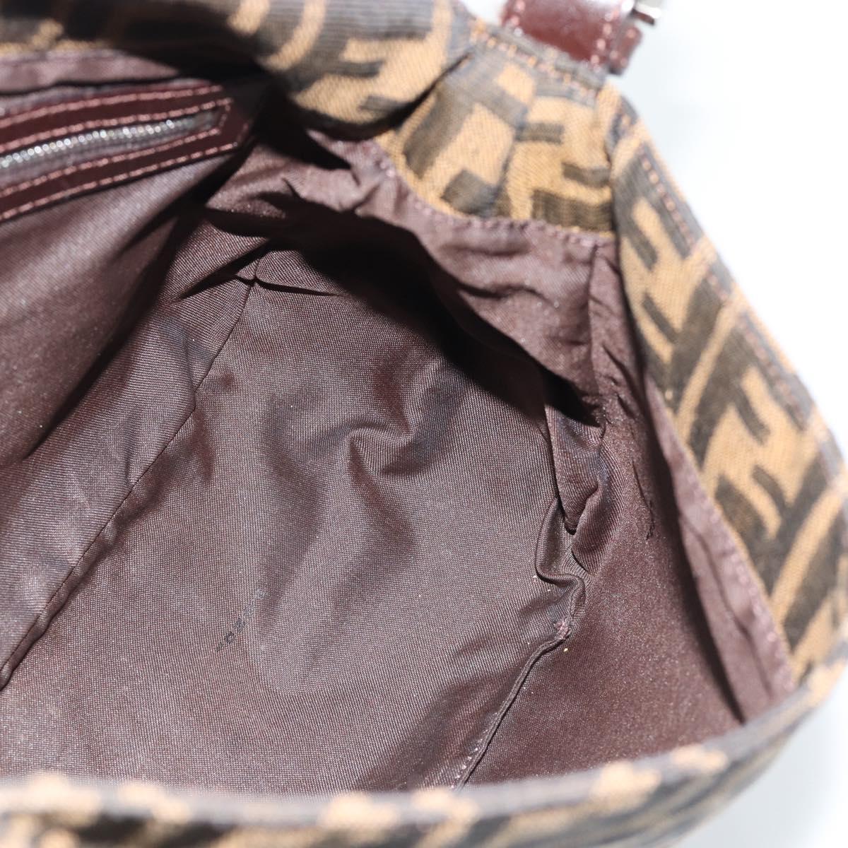 FENDI Zucca Canvas Mamma Baguette Shoulder Bag Black Brown Auth 186037SAM