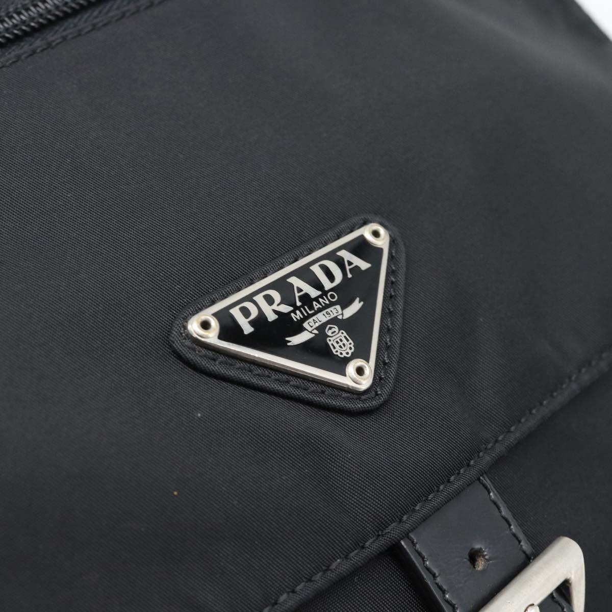PRADA Shoulder Bag Nylon Black Silver Auth 186039A