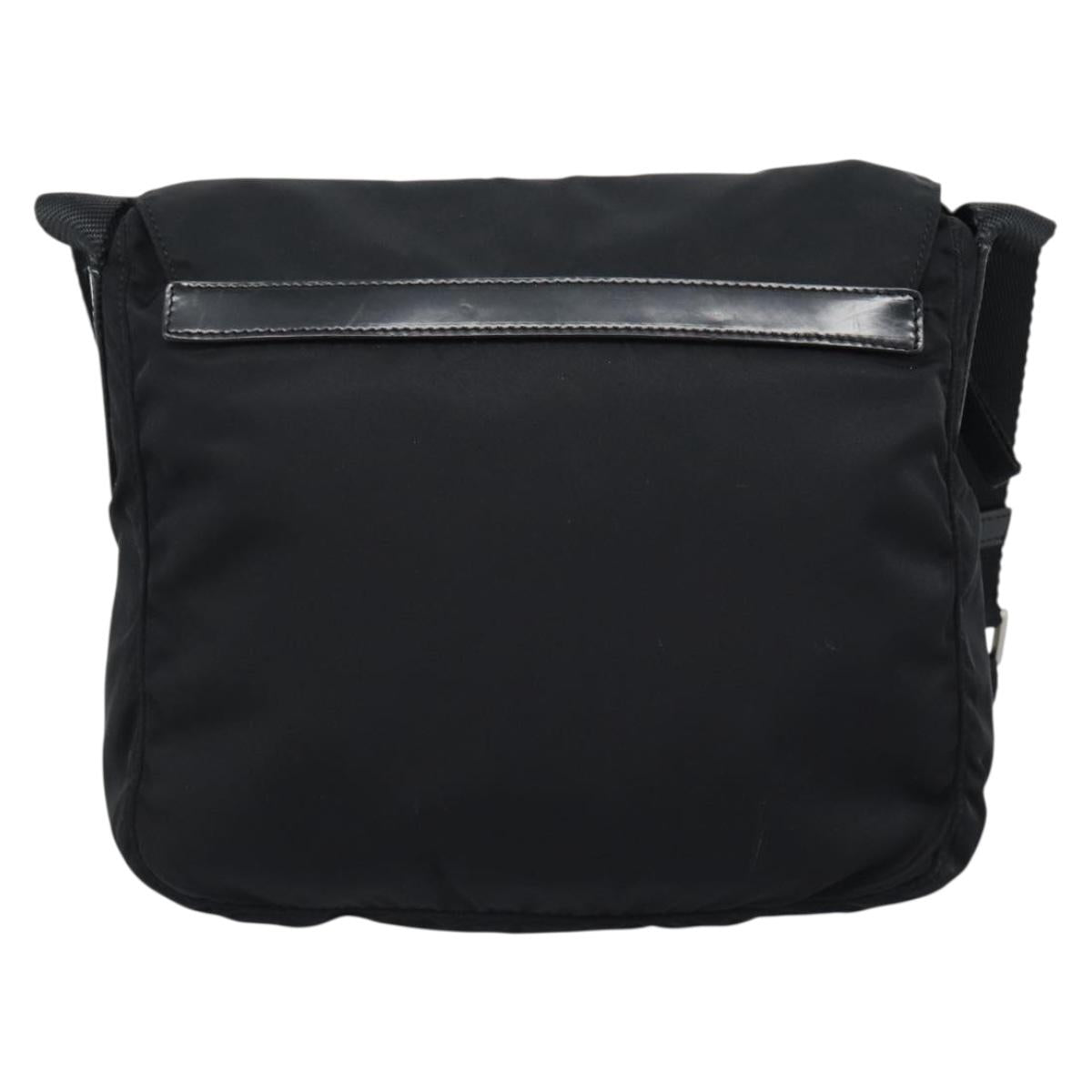 PRADA Shoulder Bag Nylon Black Silver Auth 186039A