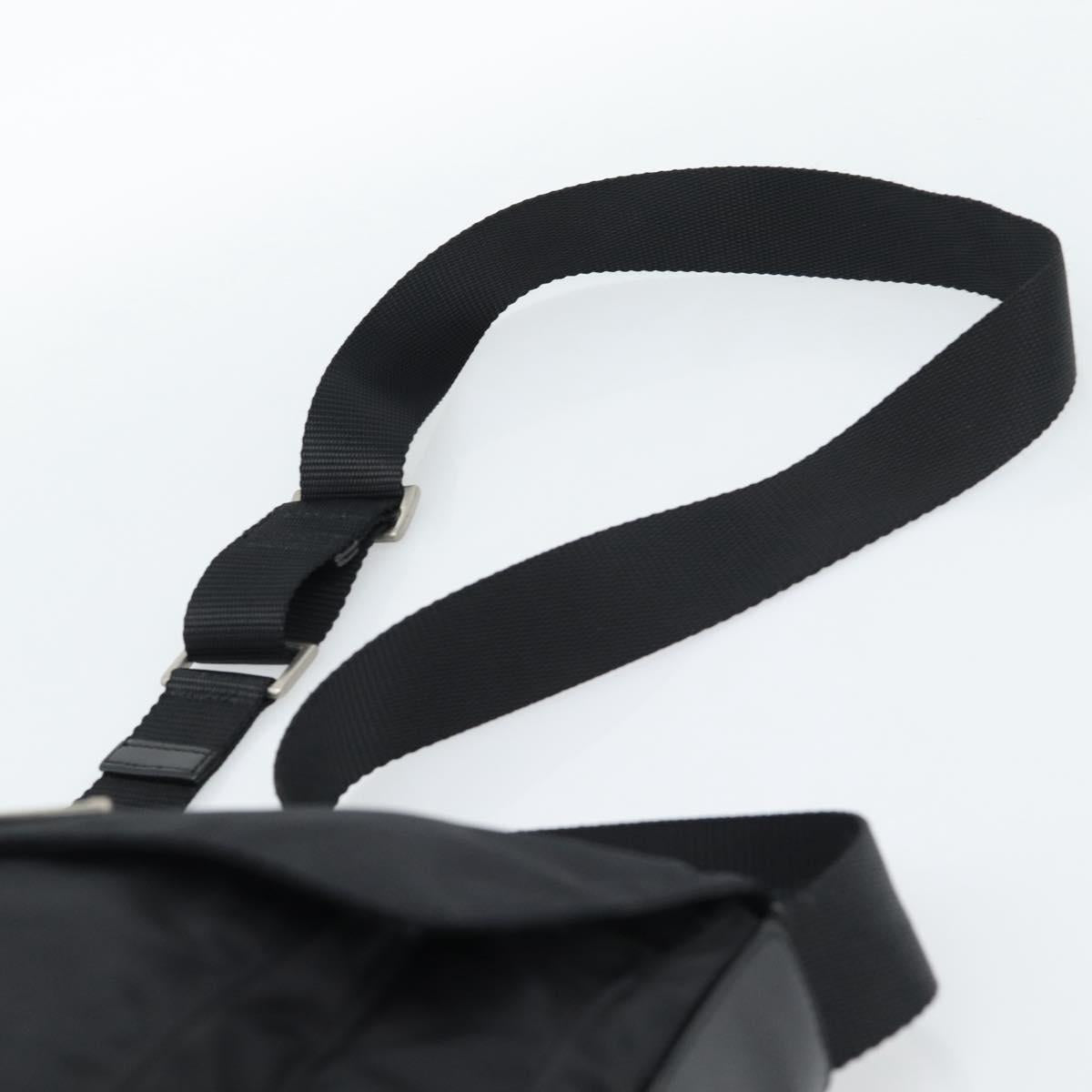 PRADA Shoulder Bag Nylon Black Silver Auth 186039A