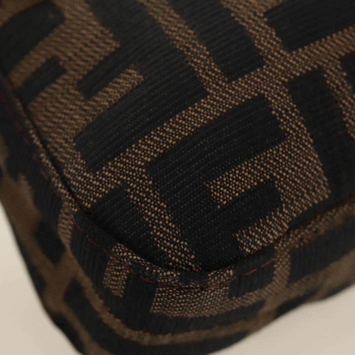 FENDI Zucca Canvas Mamma Baguette Shoulder Bag Black Brown Auth 186044SAM