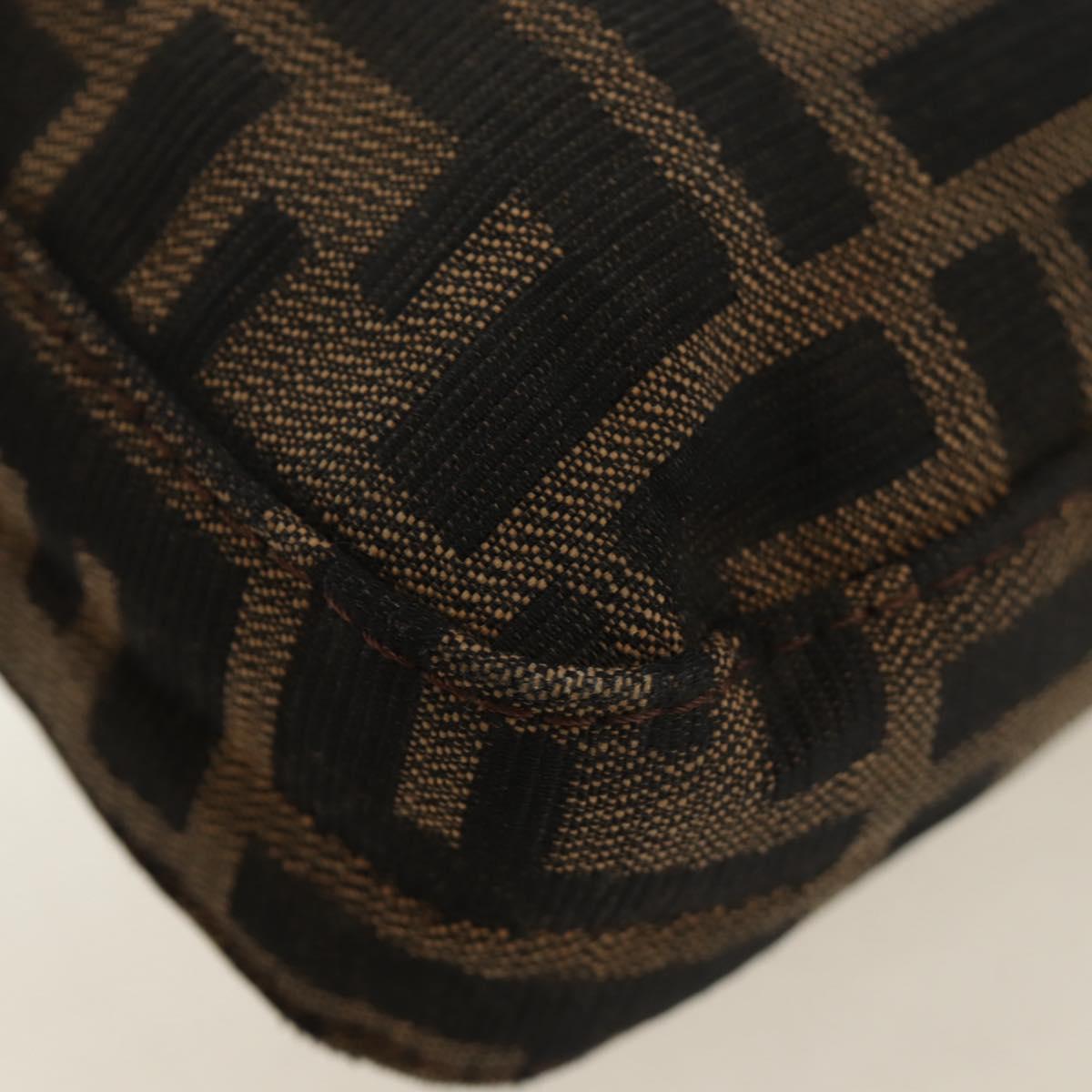 FENDI Zucca Canvas Mamma Baguette Shoulder Bag Black Brown Auth 186044SAM