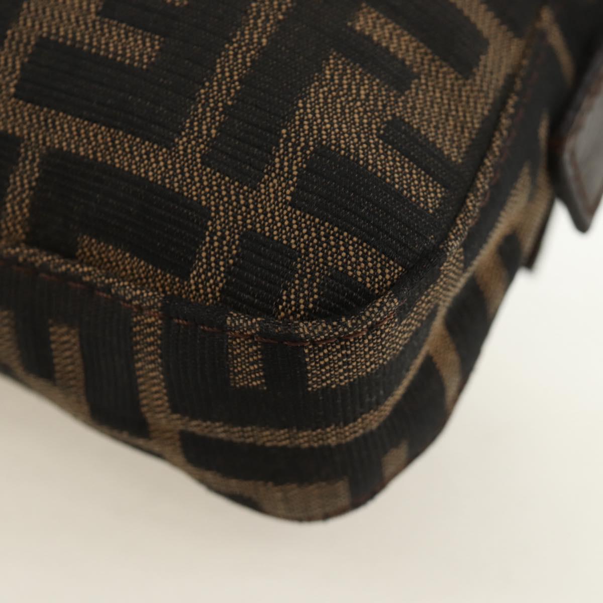 FENDI Zucca Canvas Mamma Baguette Shoulder Bag Black Brown Auth 186044SAM