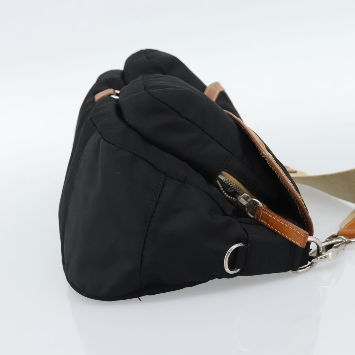 Miu Miu Shoulder Bag Nylon Black Silver Auth 186046A