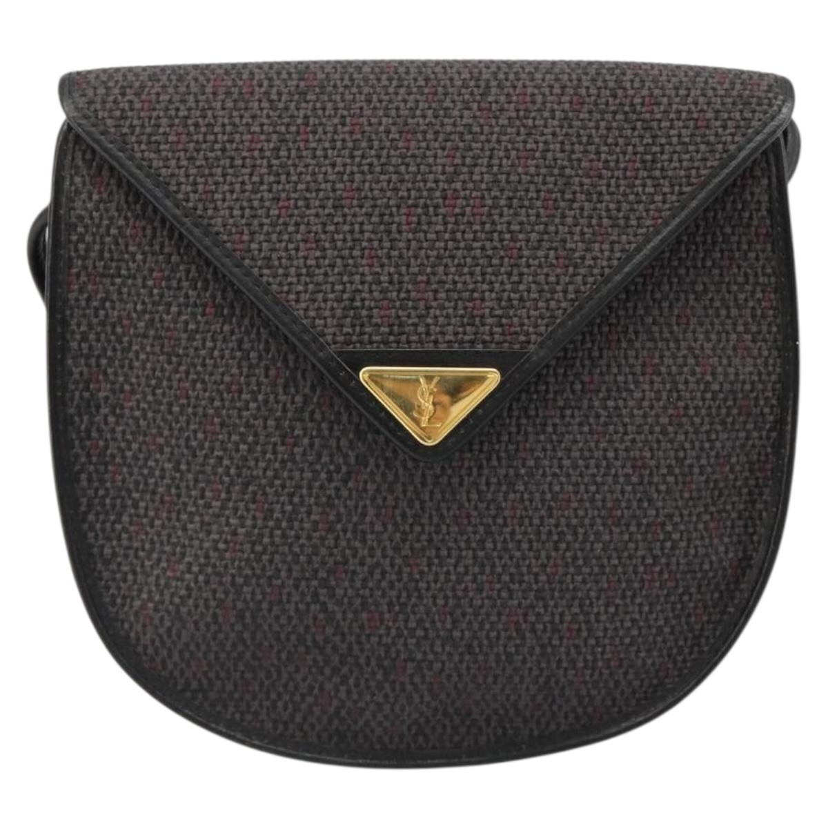 SAINT LAURENT Shoulder Bag PVC Canvas Purple Gold Auth 186047A