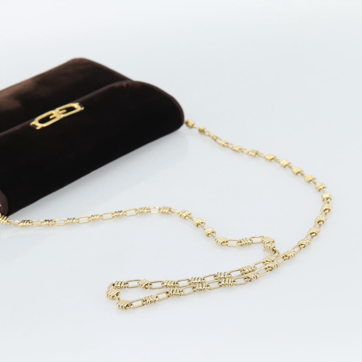 GUCCI Chain Shoulder Bag Velor Brown Gold Auth 186050A