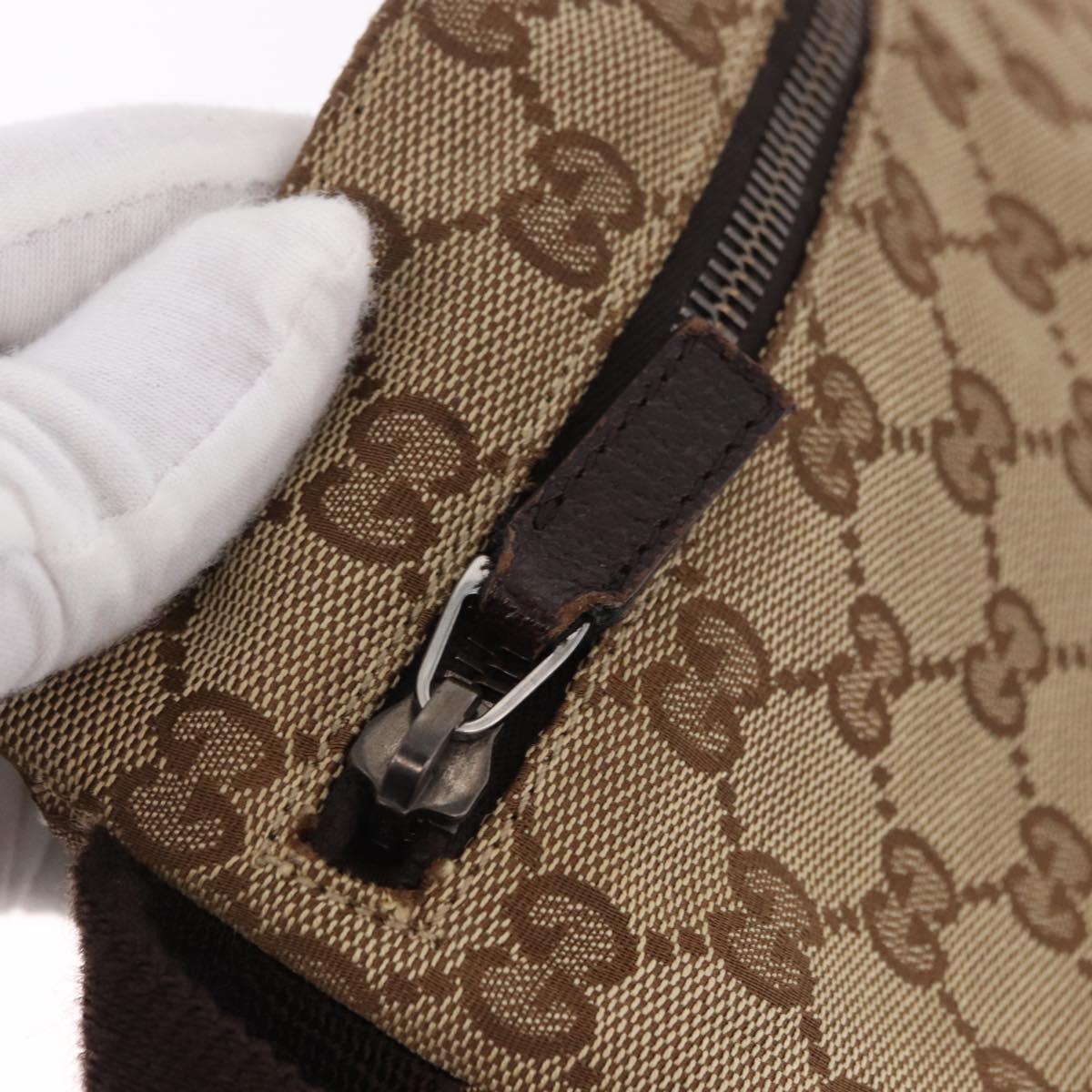 GUCCI GG Canvas Waist bag Beige Silver 28566 Auth 186052