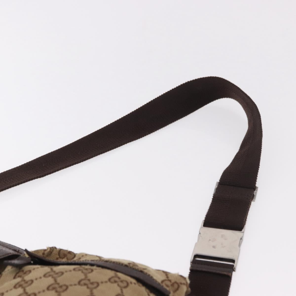 GUCCI GG Canvas Waist bag Beige Silver 28566 Auth 186052