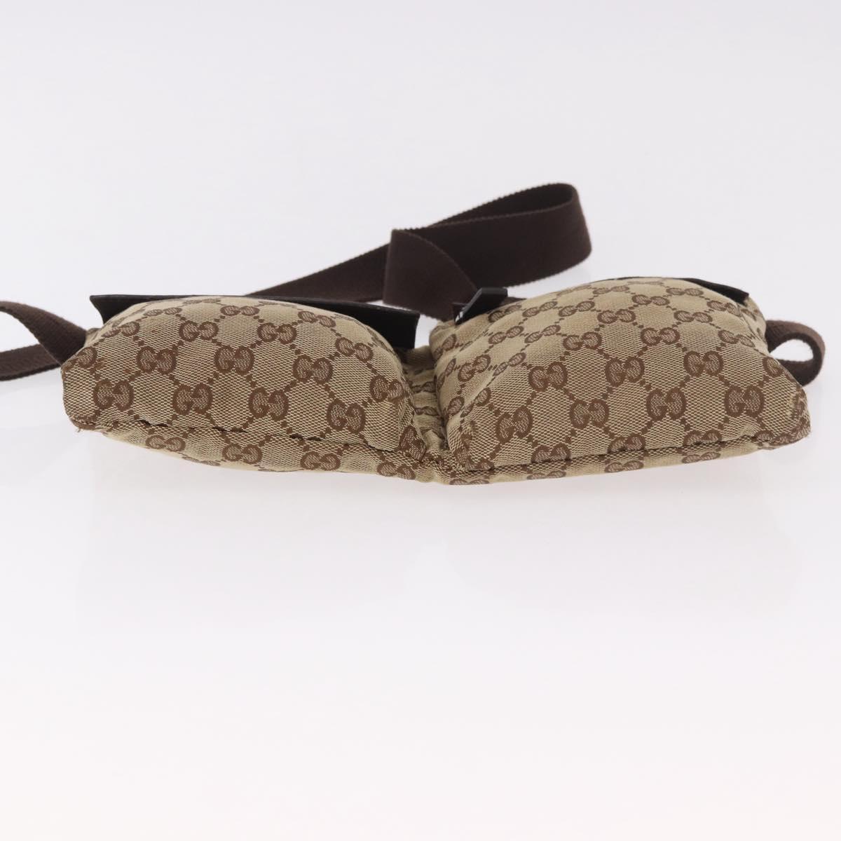 GUCCI GG Canvas Waist bag Beige Silver 28566 Auth 186052