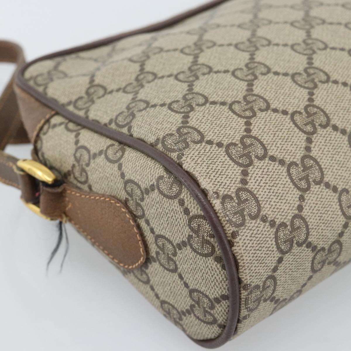GUCCI GG Supreme Web Sherry Line Shoulder Bag PVC Beige Gold Auth 186057