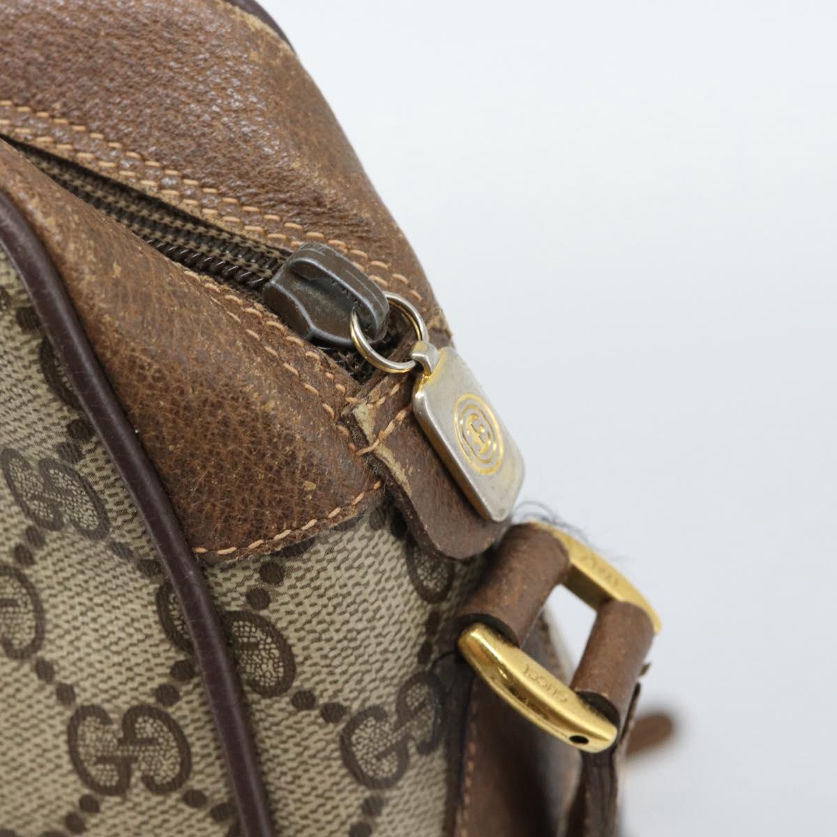 GUCCI GG Supreme Web Sherry Line Shoulder Bag PVC Beige Gold Auth 186057