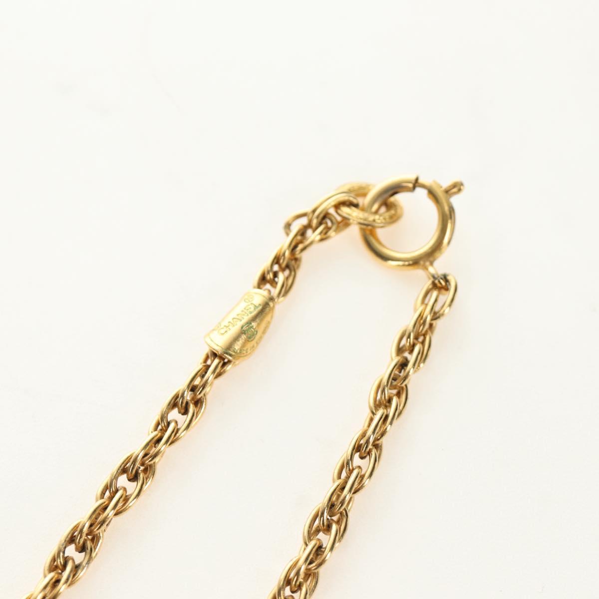 CHANEL COCO Mark Necklace metal Gold Tone CC Auth 186060M
