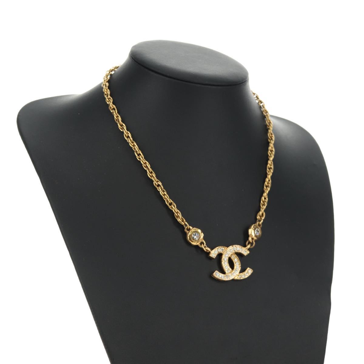 CHANEL COCO Mark Necklace metal Gold Tone CC Auth 186060M