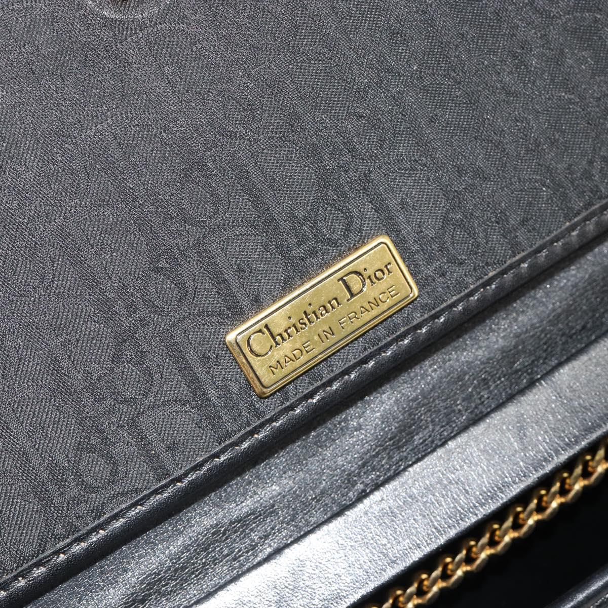 Christian Dior Trotter Canvas Chain Shoulder Bag Black Gold Auth 186061A