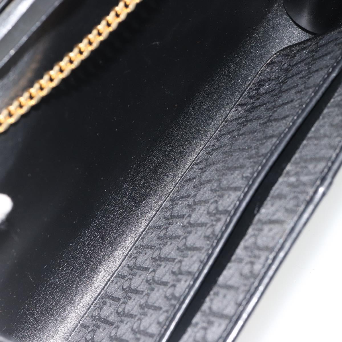 Christian Dior Trotter Canvas Chain Shoulder Bag Black Gold Auth 186061A