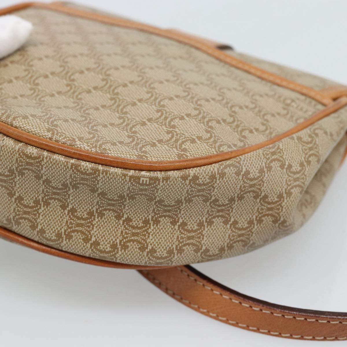 CELINE Macadam Canvas Shoulder Bag PVC Beige Gold Auth 186062A