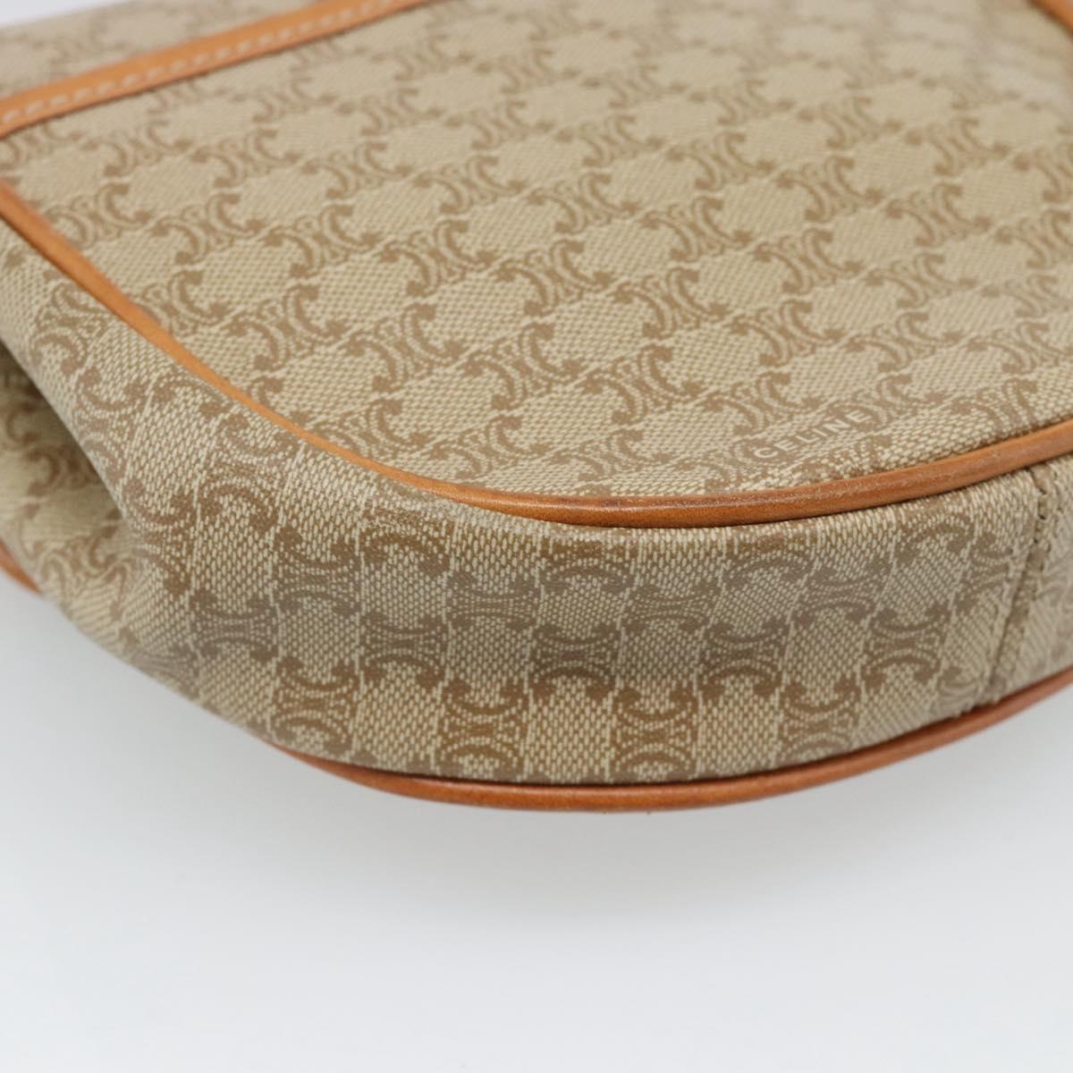 CELINE Macadam Canvas Shoulder Bag PVC Beige Gold Auth 186062A