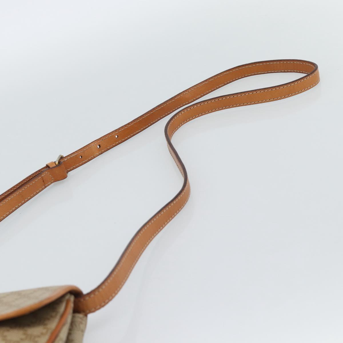 CELINE Macadam Canvas Shoulder Bag PVC Beige Gold Auth 186062A