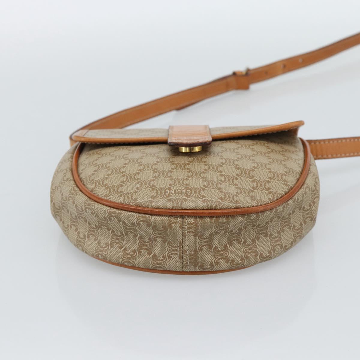 CELINE Macadam Canvas Shoulder Bag PVC Beige Gold Auth 186062A