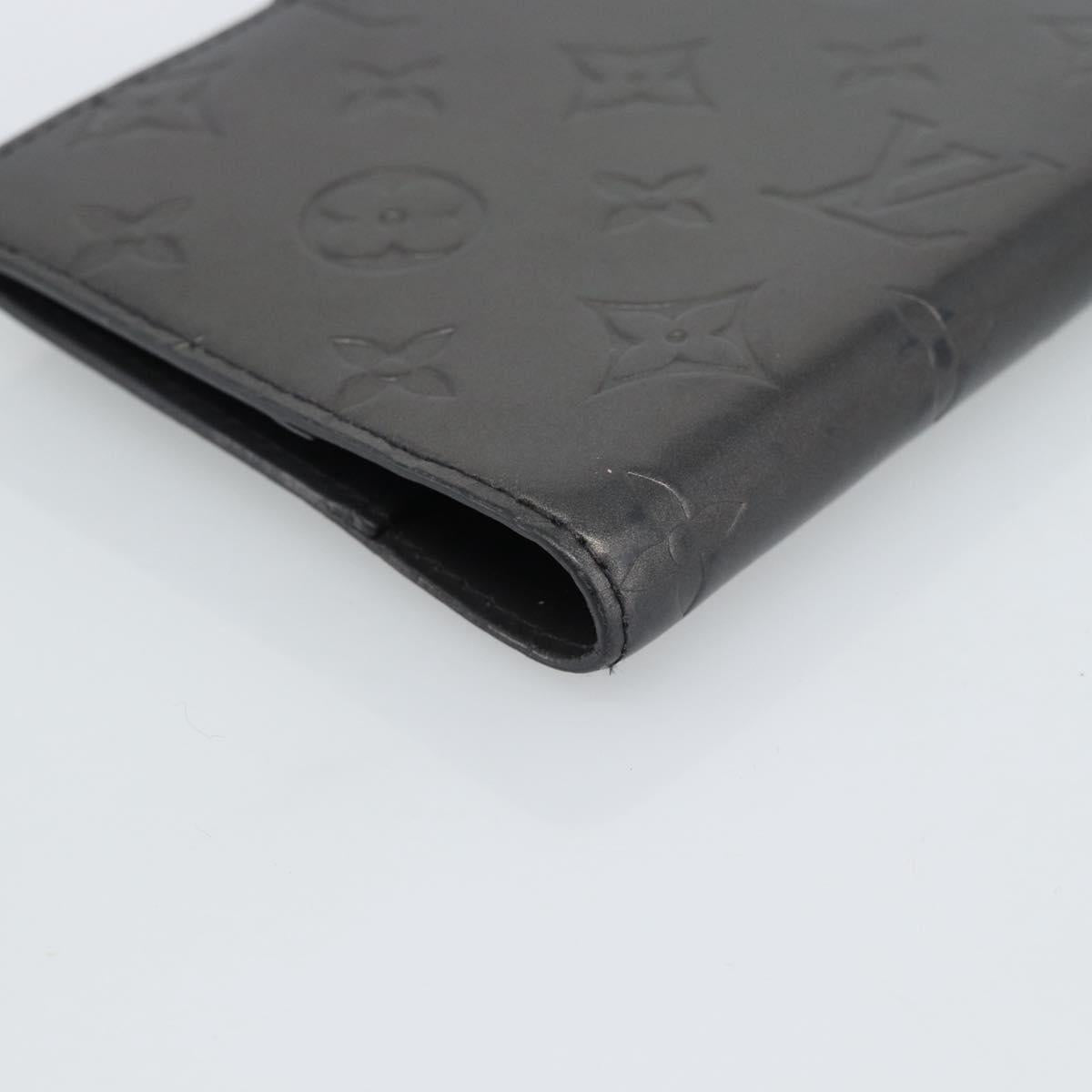 LOUIS VUITTON Monogram Mat Agenda PM Planner Cover Black R20932 LV Auth 186063A