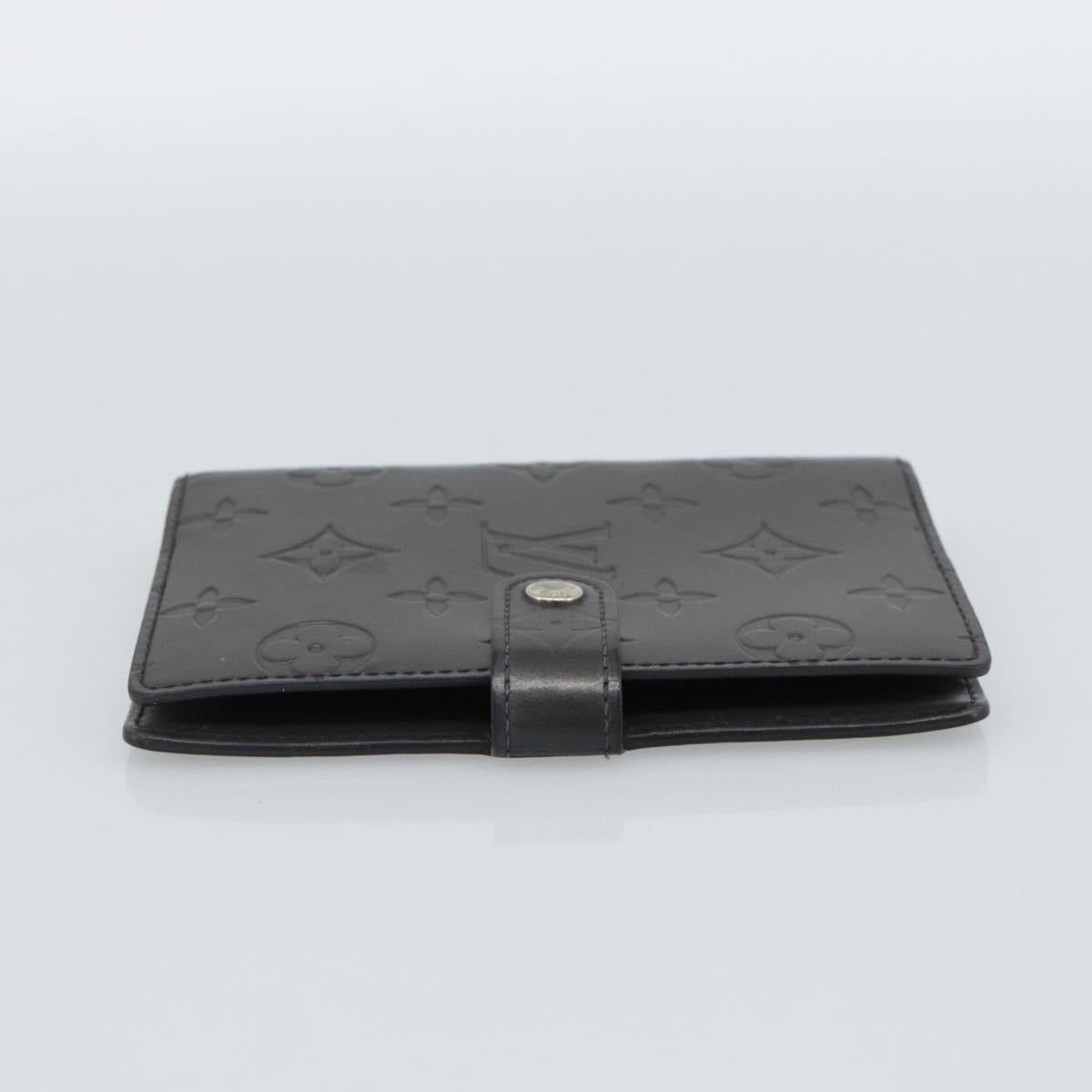 LOUIS VUITTON Monogram Mat Agenda PM Planner Cover Black R20932 LV Auth 186063A