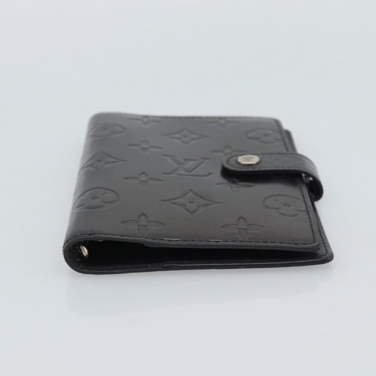 LOUIS VUITTON Monogram Mat Agenda PM Planner Cover Black R20932 LV Auth 186063A