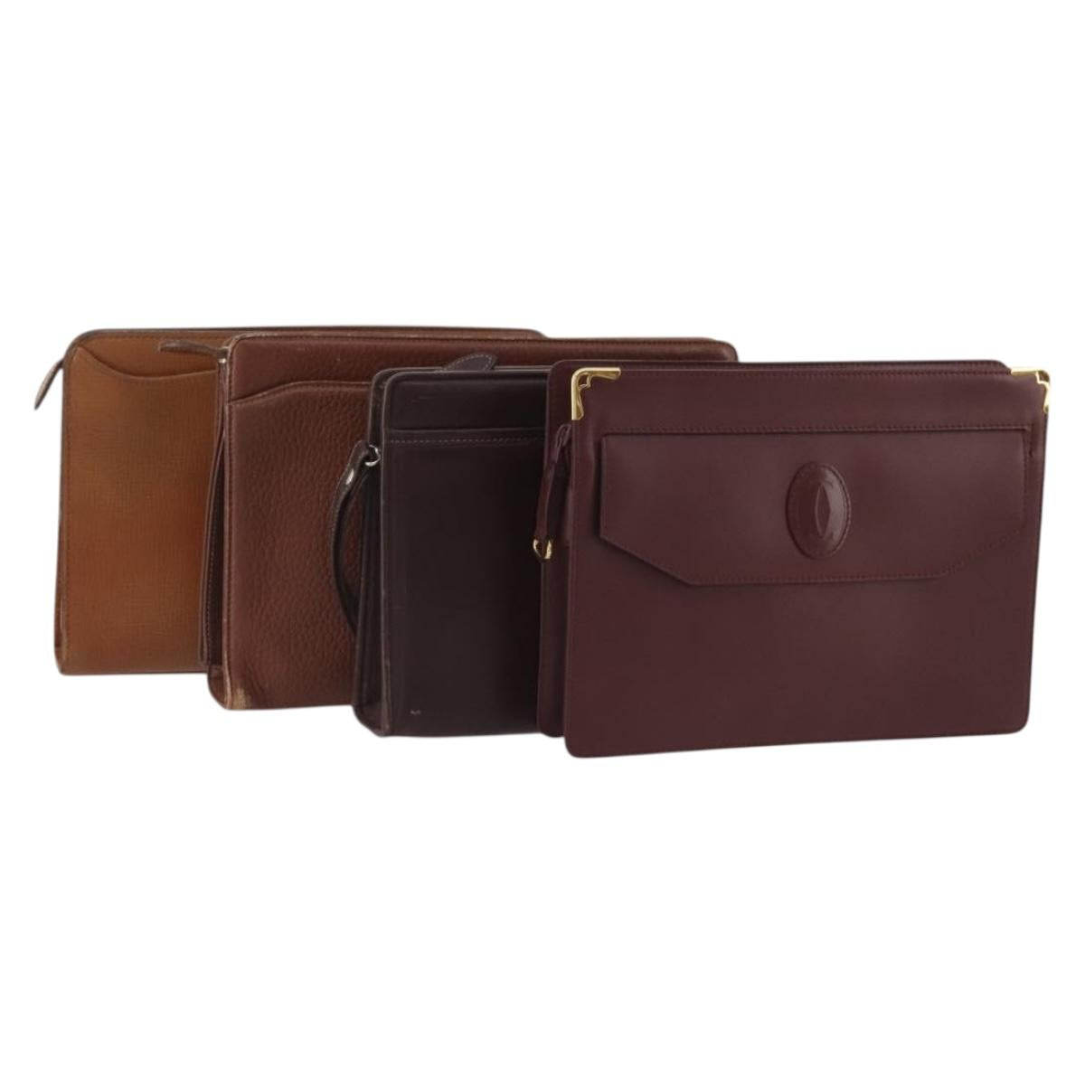 Burberrys Burberry Cartier Bag PVC Leather 4 Set Brown Bordeaux Auth 186068