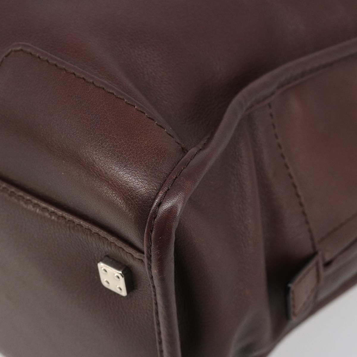 LOEWE Amazona 36 Hand Bag Leather Brown Silver Auth 186080V