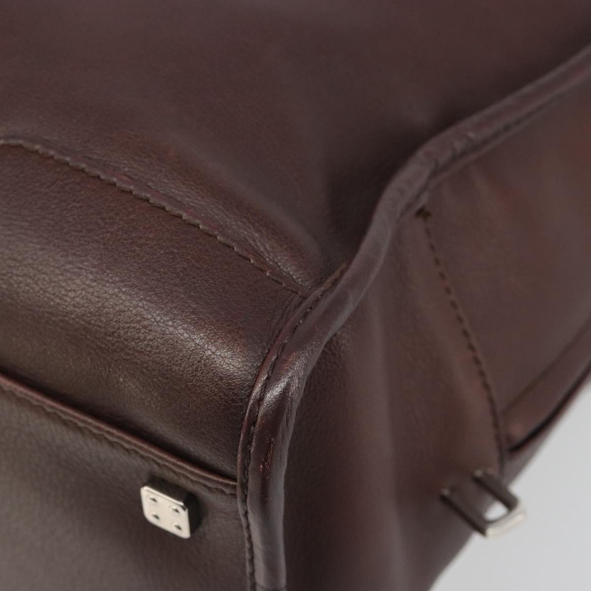 LOEWE Amazona 36 Hand Bag Leather Brown Silver Auth 186080V
