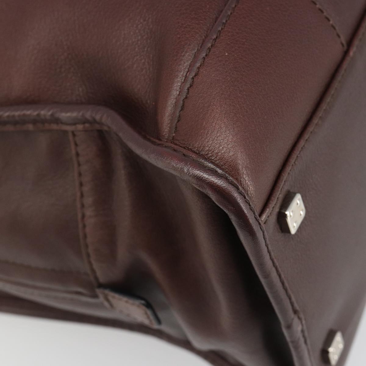 LOEWE Amazona 36 Hand Bag Leather Brown Silver Auth 186080V