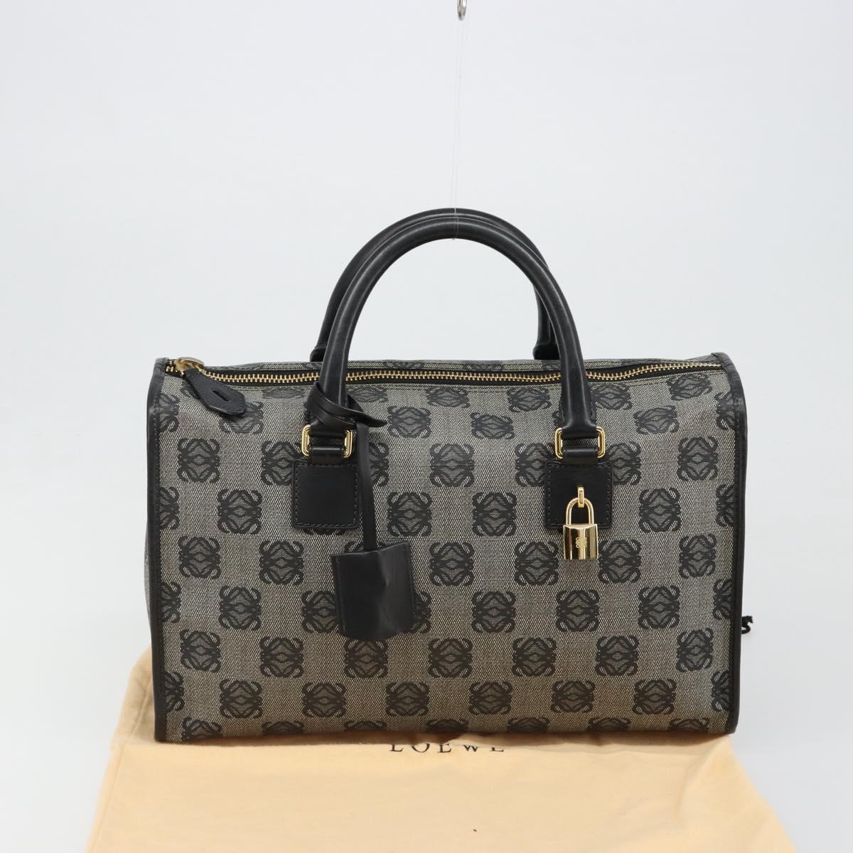 LOEWE Anagram Amazona 36 Hand Bag PVC Black Gold Auth 186081A