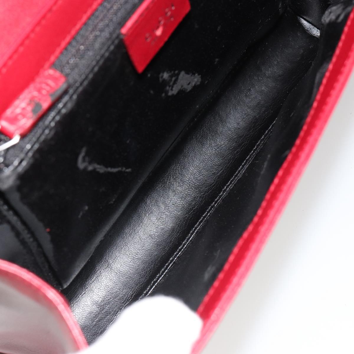 GUCCI Hand Bag Leather Red Silver Auth 186083