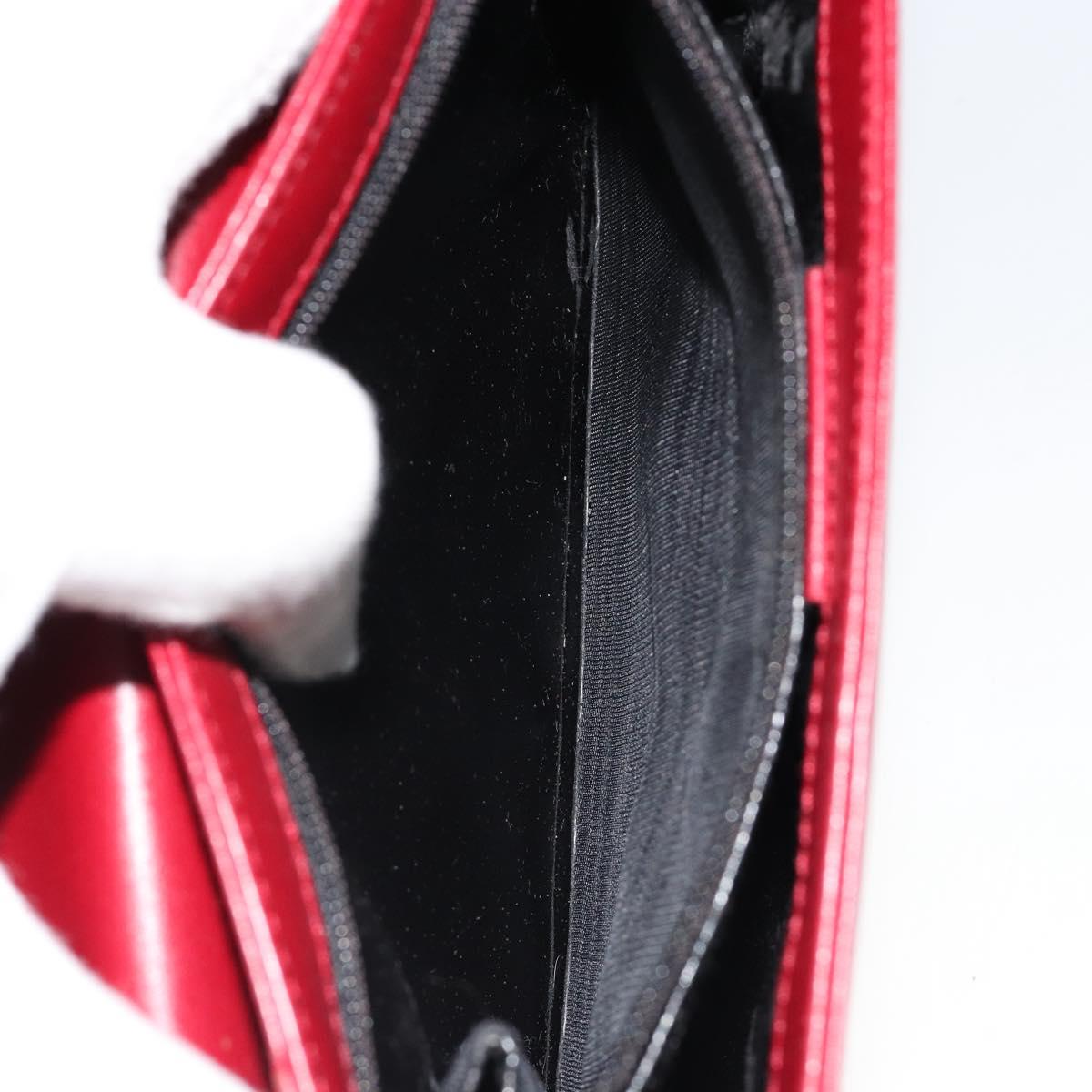 GUCCI Hand Bag Leather Red Silver Auth 186083