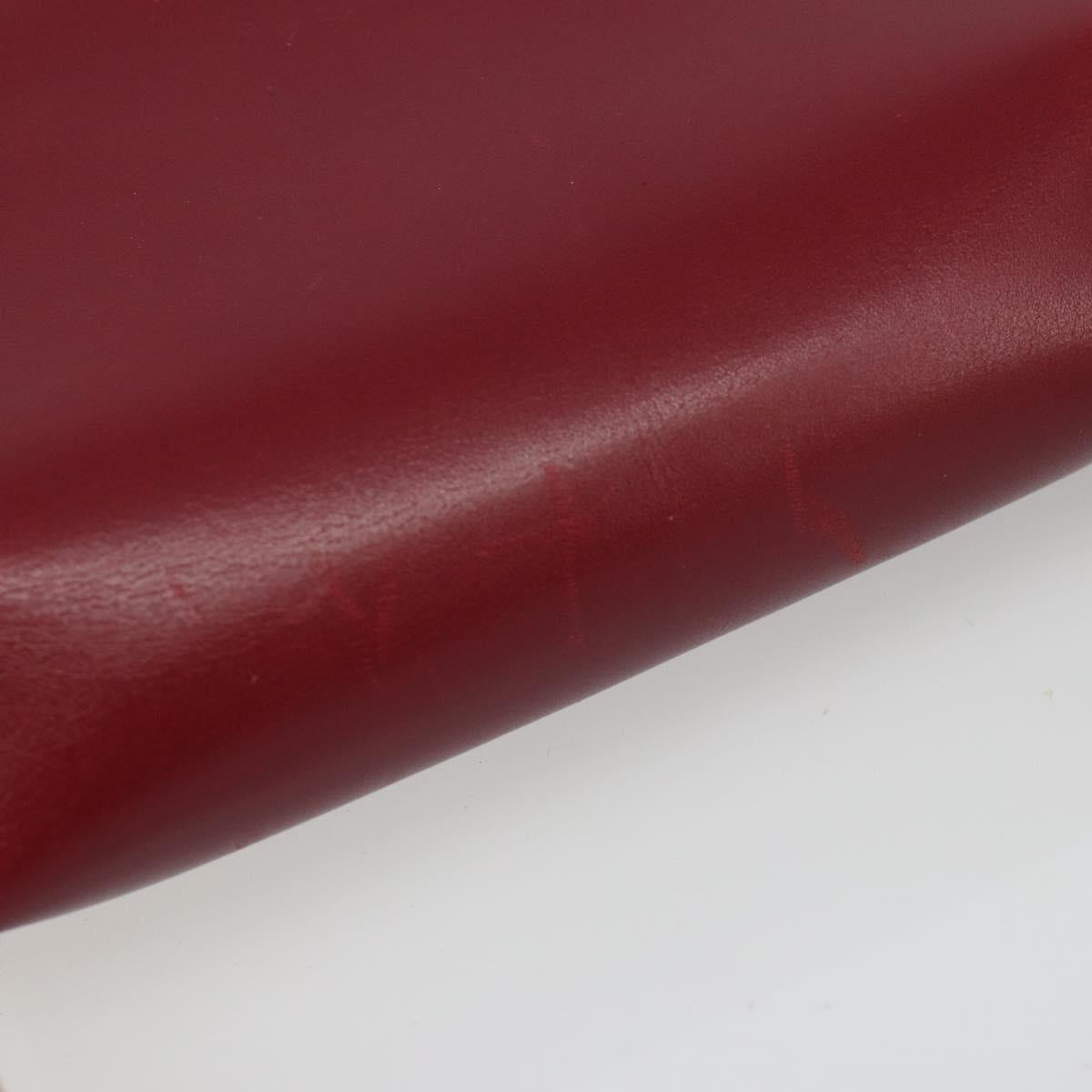 GUCCI Hand Bag Leather Red Silver Auth 186083
