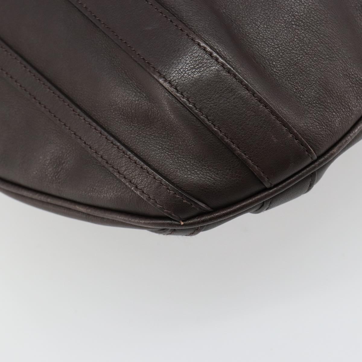 GUCCI Hand Bag Leather 2way Outlet Brown Silver 268641 Auth 186084A