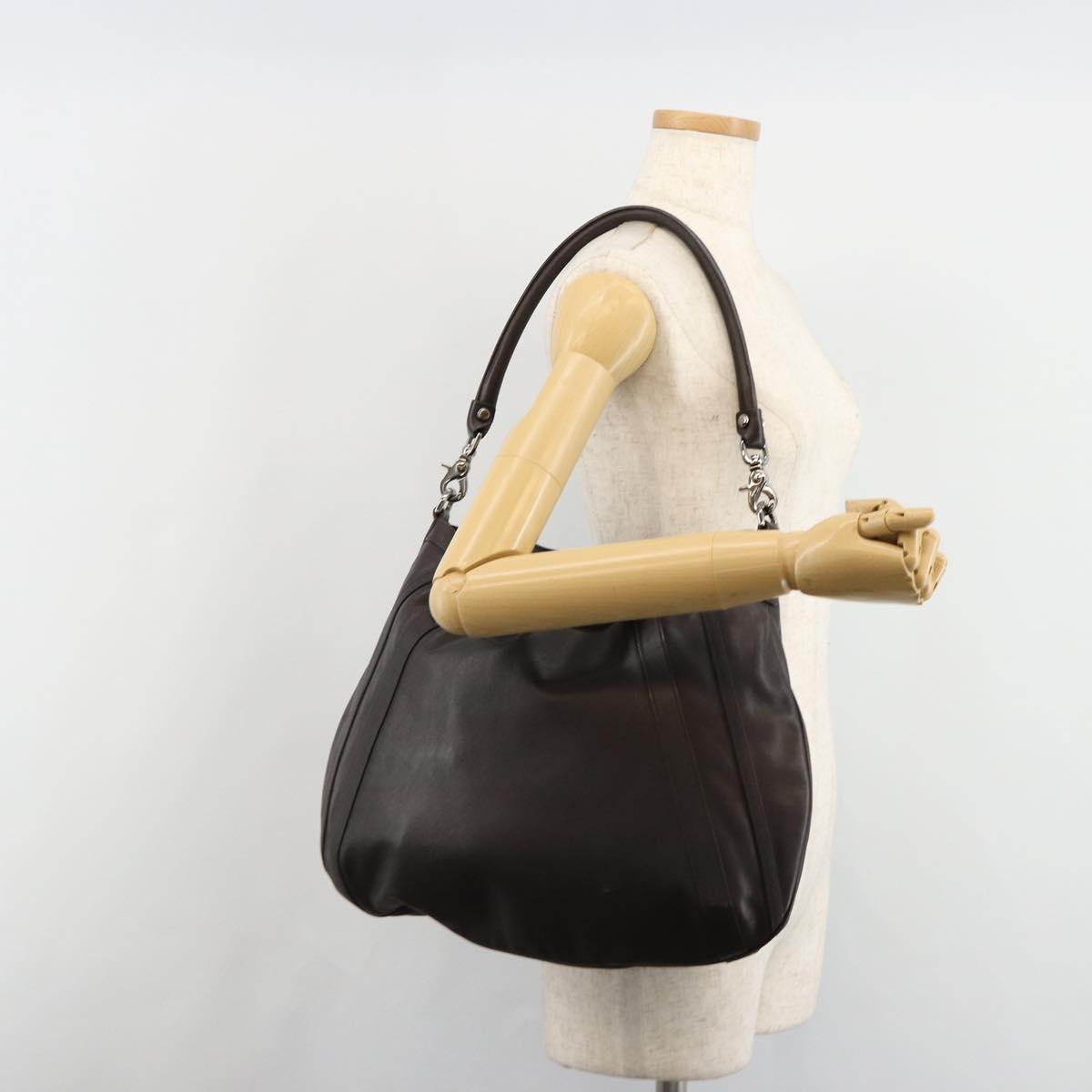 GUCCI Hand Bag Leather 2way Outlet Brown Silver 268641 Auth 186084A
