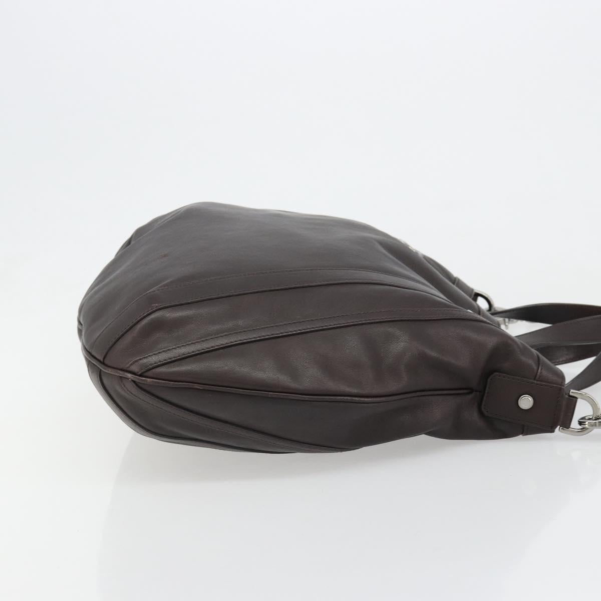 GUCCI Hand Bag Leather 2way Outlet Brown Silver 268641 Auth 186084A