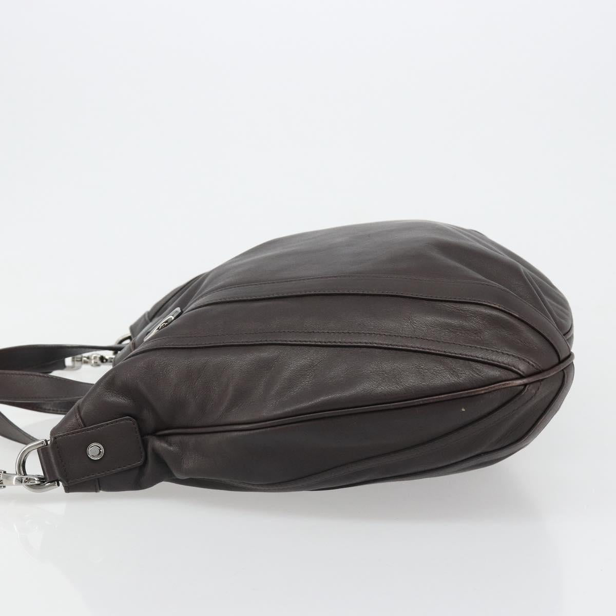 GUCCI Hand Bag Leather 2way Outlet Brown Silver 268641 Auth 186084A
