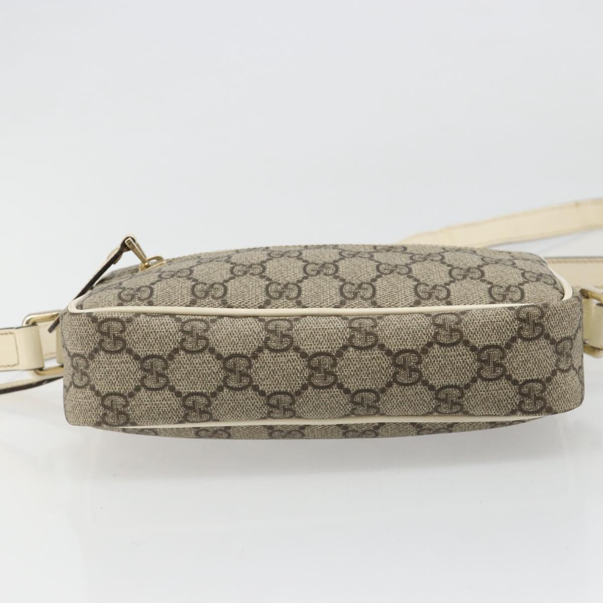 GUCCI GG Supreme Shoulder Bag PVC White Gold 201447 Auth 186085