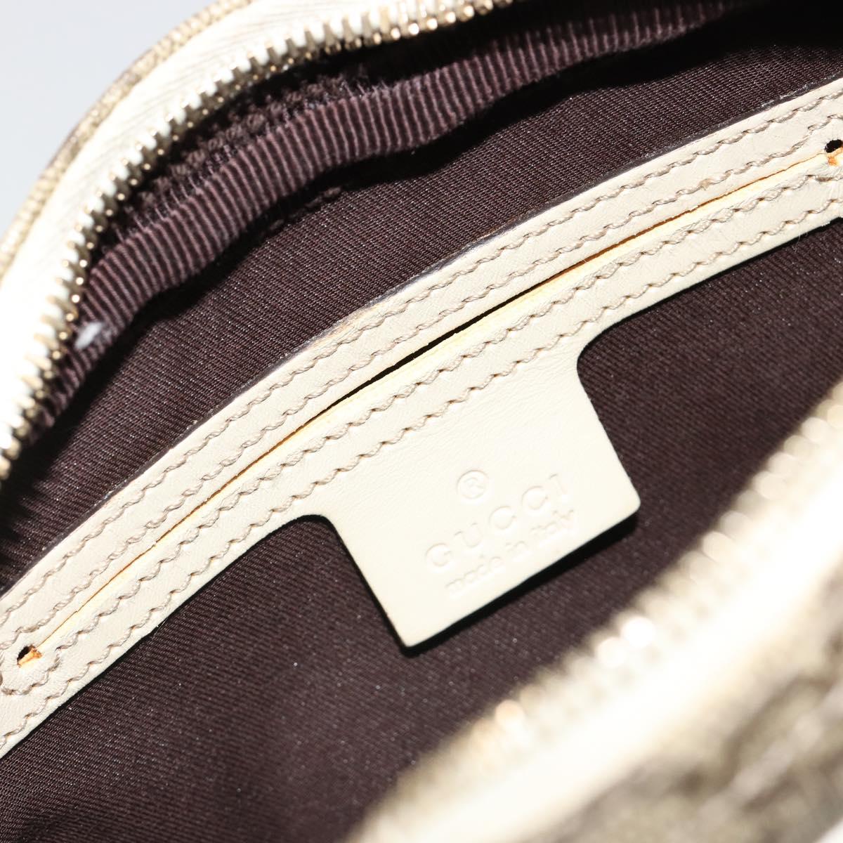 GUCCI GG Supreme Shoulder Bag PVC White Gold 201447 Auth 186085