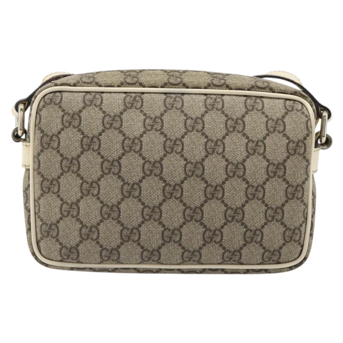 GUCCI GG Supreme Shoulder Bag PVC White Gold 201447 Auth 186085