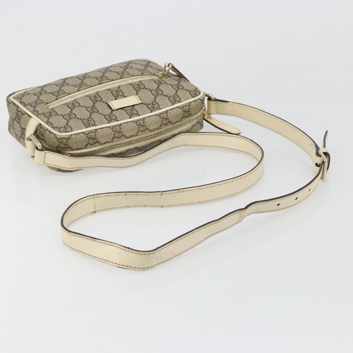 GUCCI GG Supreme Shoulder Bag PVC White Gold 201447 Auth 186085
