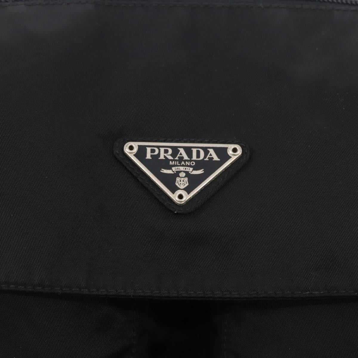 PRADA Shoulder Bag Nylon Black Silver Auth 186088A