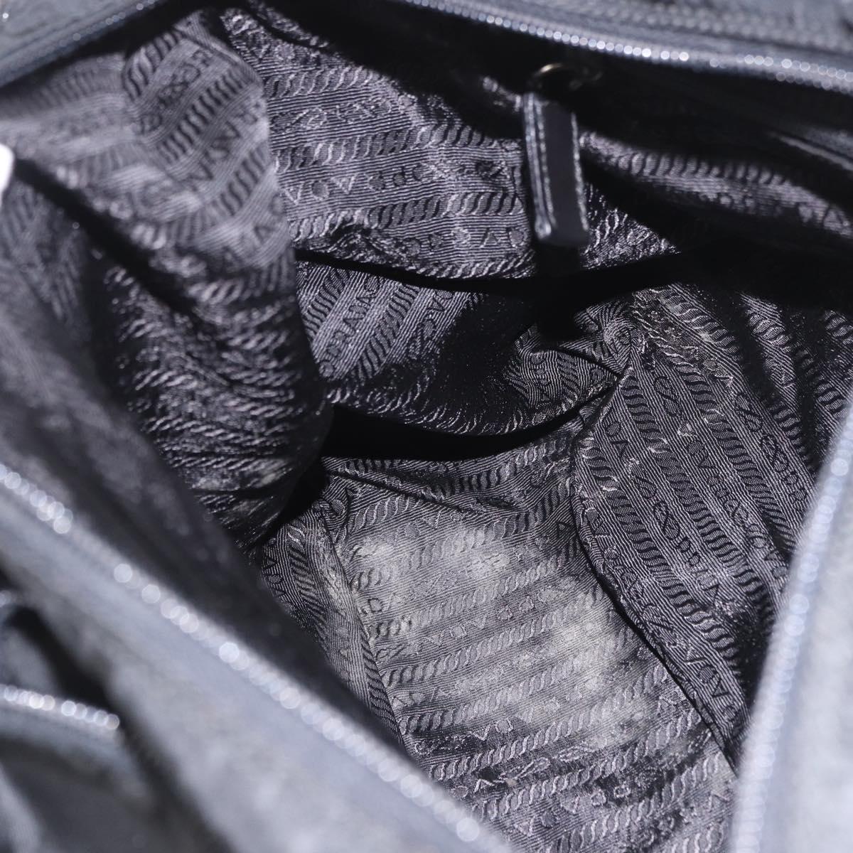 PRADA Shoulder Bag Nylon Black Silver Auth 186088A
