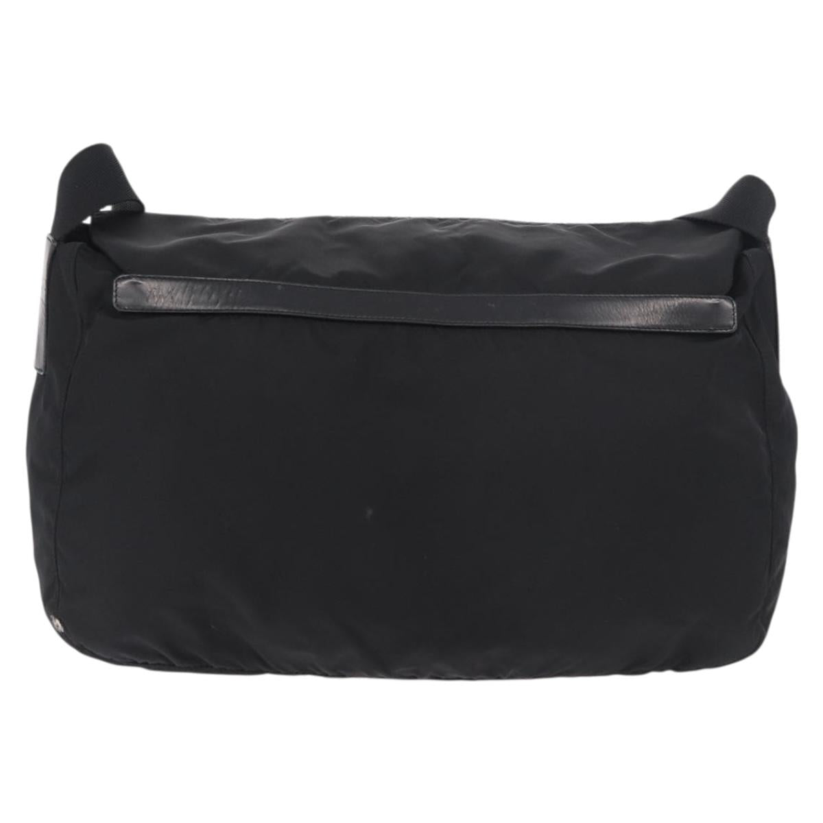 PRADA Shoulder Bag Nylon Black Silver Auth 186088A