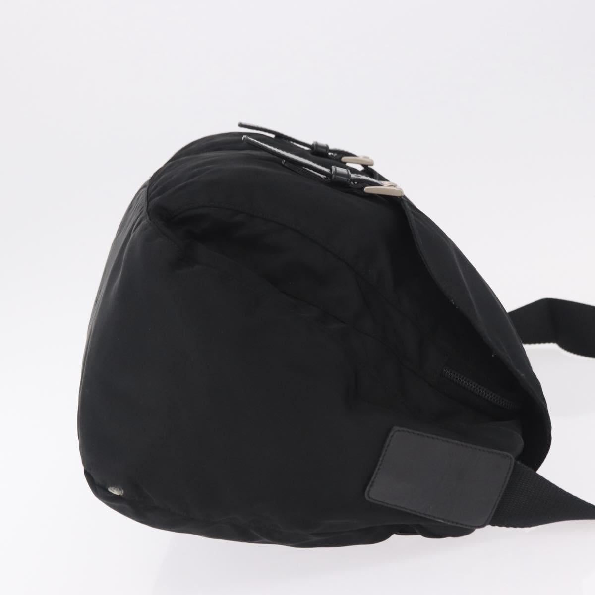 PRADA Shoulder Bag Nylon Black Silver Auth 186088A